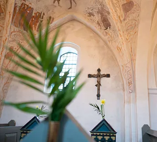 Kirkerum, kalkmalerier, palmeblad